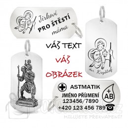 Vojenská ID známka dog tag klíčenka gravírování rytí levně rychle