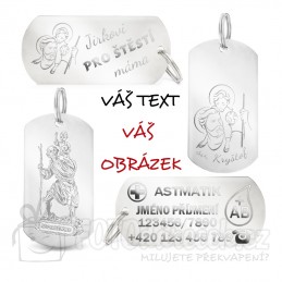 Vojenská ID známka dog tag klíčenka gravírování rytí levně rychle Brno