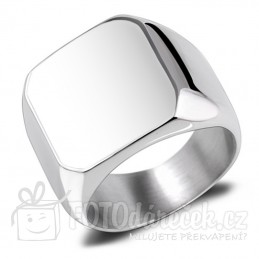 prsten pánský lesklý hladký ocelový s ploškou pro gravírování rytí vhodný dárek pro muže stříbrná barva elegantní rytina