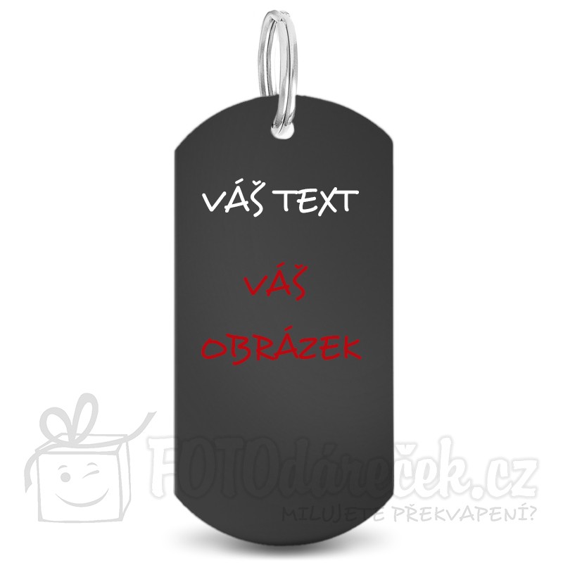 Vojenská ID známka černá dog tag klíčenka gravírování rytí levně rychle Brno osobní odběr chirurgická ocel 316L Vojenská ID známka černá dog tag klíčenka gravírování rytí levně rychle Brno osobní odběr chirurgická ocel 316L