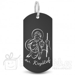 Vojenská ID známka černá dog tag klíčenka gravírování rytí levně rychle Brno osobní odběr chirurgická ocel 316L