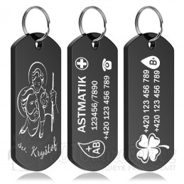 Vojenská ID známka černá dog tag klíčenka gravírování rytí levně rychle Brno osobní odběr chirurgická ocel 316L