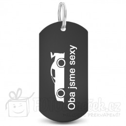 Vojenská ID známka černá dog tag klíčenka gravírování rytí levně rychle Brno osobní odběr chirurgická ocel 316L