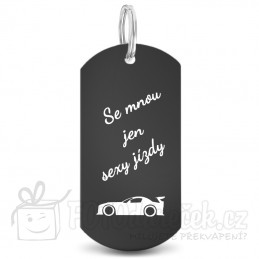Vojenská ID známka černá dog tag klíčenka gravírování rytí levně rychle Brno osobní odběr chirurgická ocel 316L