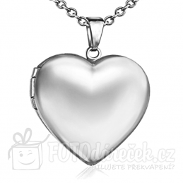 fotorámeček ocelové srdce medailon přívěšek otevírací chirurgická ocel leštěný gravírování rytí Brno levné dárek