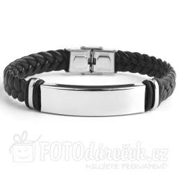 Náramek UNISEX kožený s destičkou z nerez oceli ke gravírování