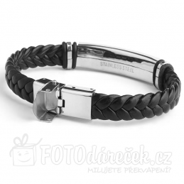 Náramek UNISEX kožený s destičkou z nerez oceli ke gravírování