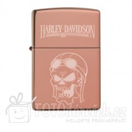 Zapalovač benzin,  rose gold, Harley Davidson, měděný, gravírování, replika Zippo, dárek, Brno, osobní odběr, rytí, vyrytí