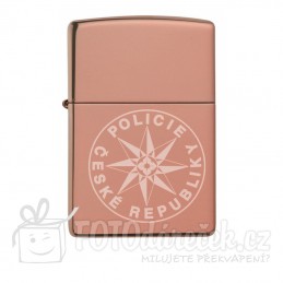 Zapalovač benzin, rose gold, Policie ČR, Policie, gravírování, replika Zippo, dárek, Brno, osobní, rytí, vyrytí